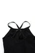 Black Contrast Splice Racerback Tankini Printed 2Pcs Set